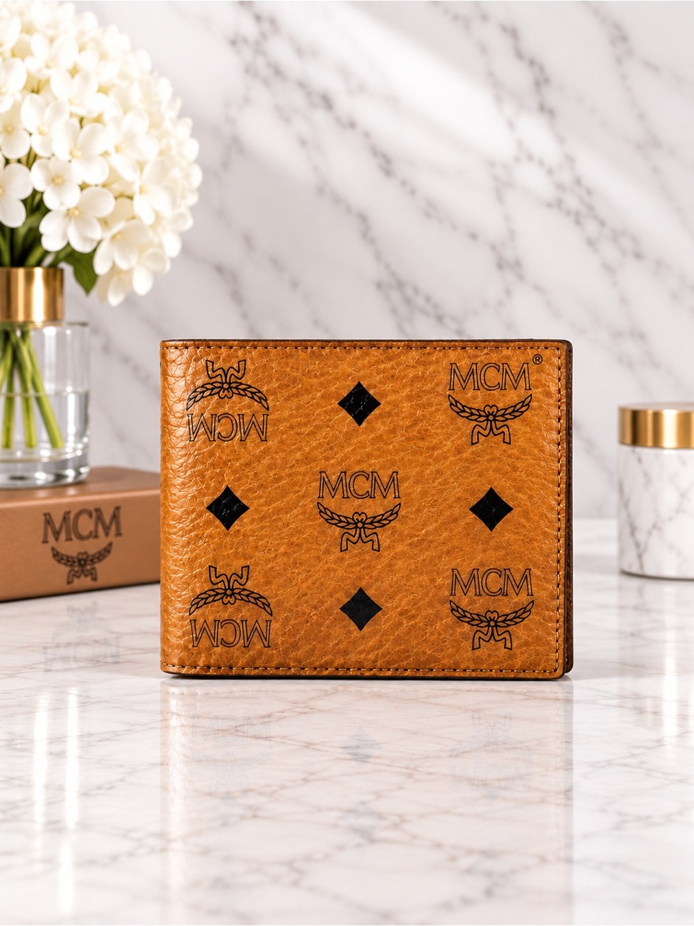 MCM Visetos Cognac Bifold Wallet | Men’s Leather Wallet | Vintage